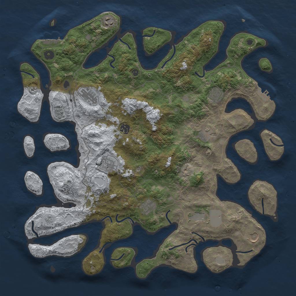 Rust Map: Procedural Map, Size: 4500, Seed: 3736347, 19 Monuments