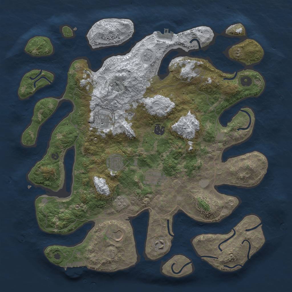 Rust Map: Procedural Map, Size: 4000, Seed: 206578490, 16 Monuments