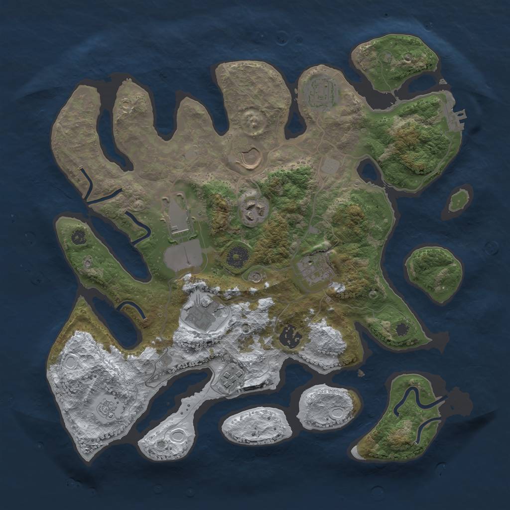 Rust Map: Procedural Map, Size: 3500, Seed: 8792631, 16 Monuments