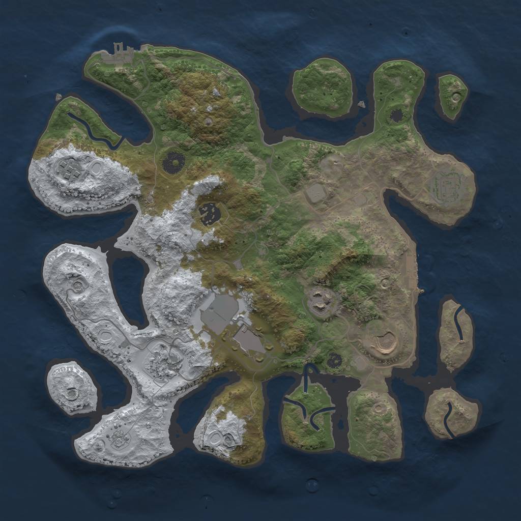 Rust Map: Procedural Map, Size: 3500, Seed: 6906664, 16 Monuments