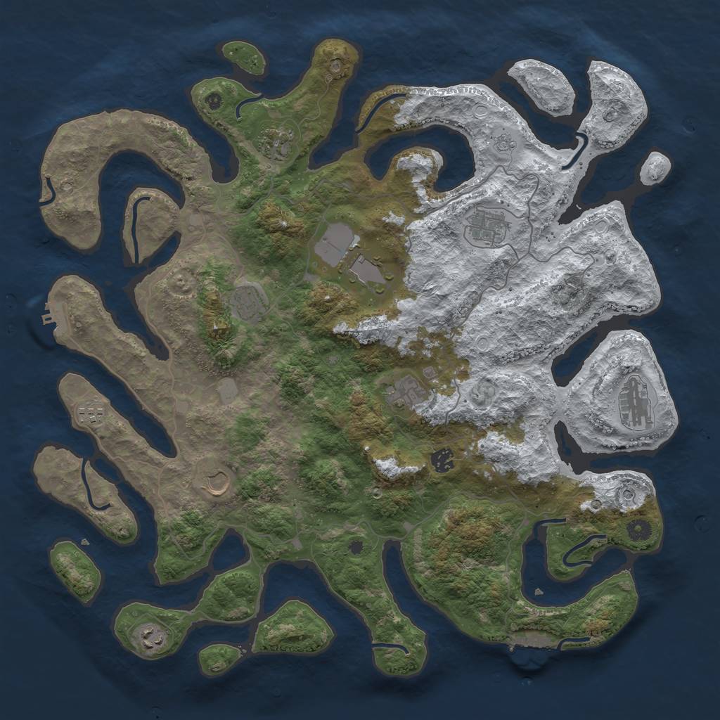 Rust Map: Procedural Map, Size: 4500, Seed: 3940145, 19 Monuments