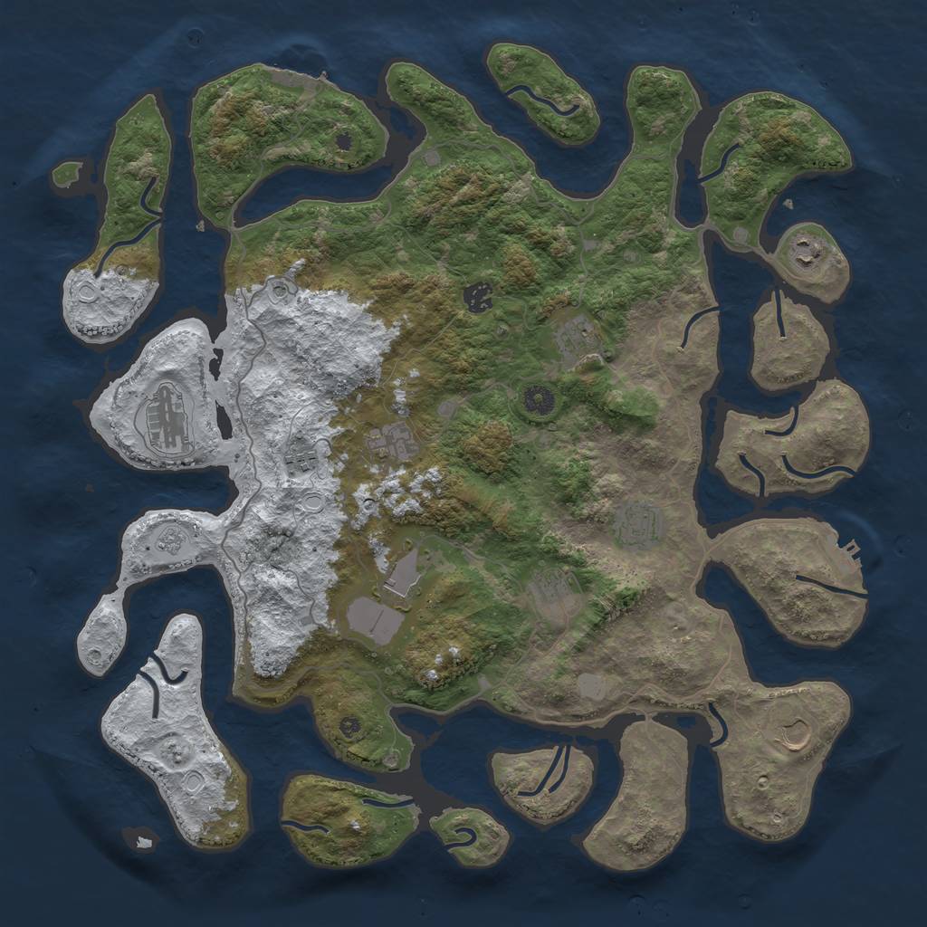 Rust Map: Procedural Map, Size: 4500, Seed: 5503973, 19 Monuments