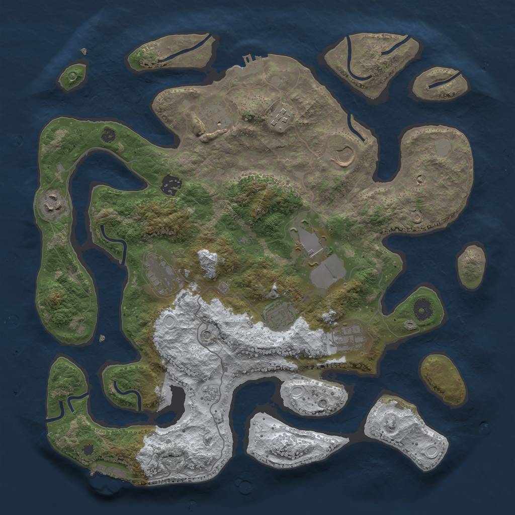 Rust Map: Procedural Map, Size: 3800, Seed: 220223, 18 Monuments