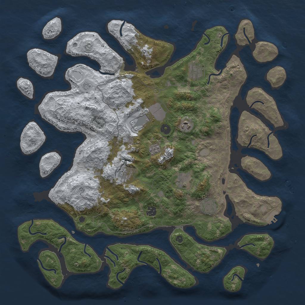 Rust Map: Procedural Map, Size: 4500, Seed: 677799, 16 Monuments