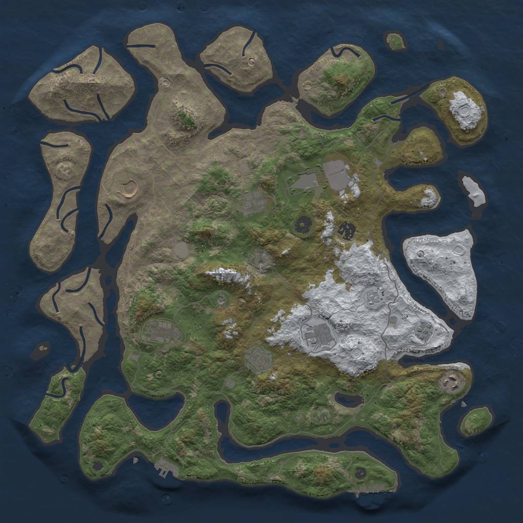 Rust Map: Procedural Map, Size: 4500, Seed: 6120774, 18 Monuments