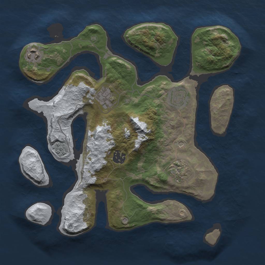 Rust Map: Barren, Size: 3000, Seed: 1479699151, 9 Monuments