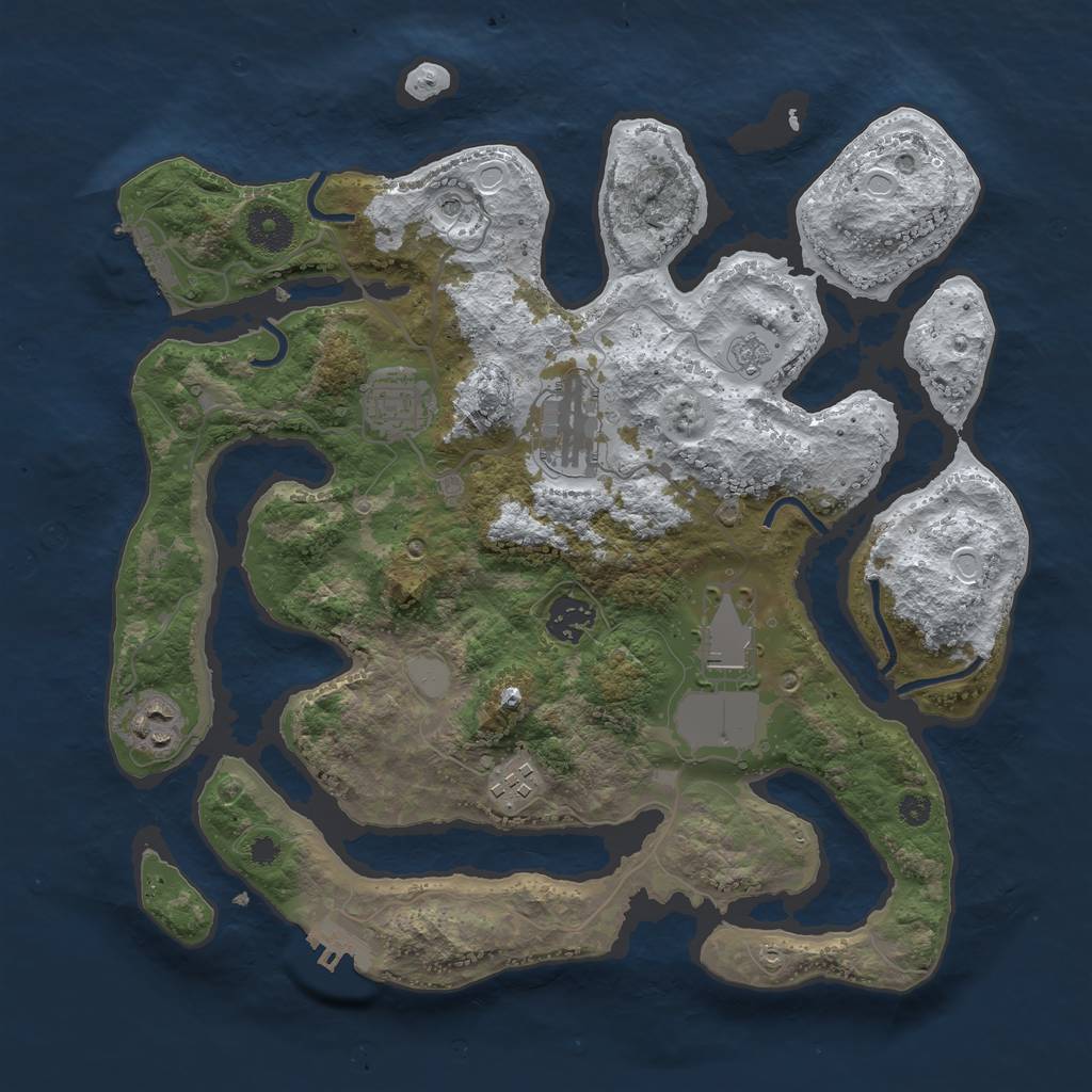 Rust Map: Procedural Map, Size: 3500, Seed: 1214326093, 15 Monuments