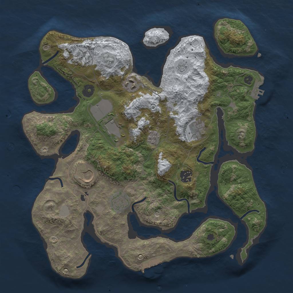 Rust Map: Procedural Map, Size: 3500, Seed: 1997478429, 17 Monuments