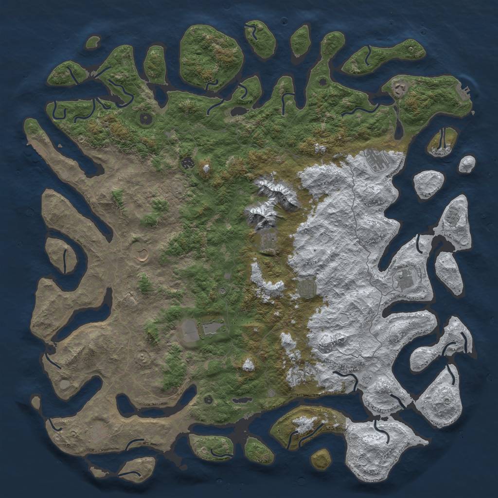 Rust Map: Procedural Map, Size: 6000, Seed: 1197483645, 20 Monuments