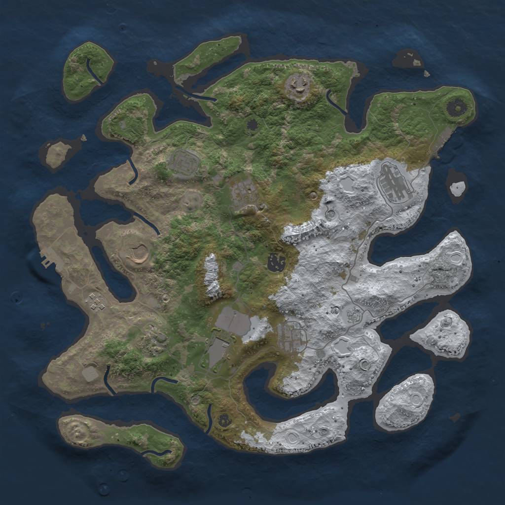 Rust Map: Procedural Map, Size: 3950, Seed: 158551216, 19 Monuments
