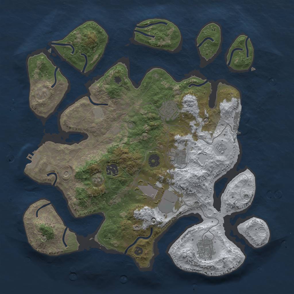 Rust Map: Procedural Map, Size: 3500, Seed: 9512364, 14 Monuments