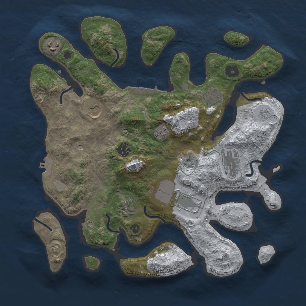 Rust Map: Procedural Map, Size: 3500, Seed: 775988, 17 Monuments