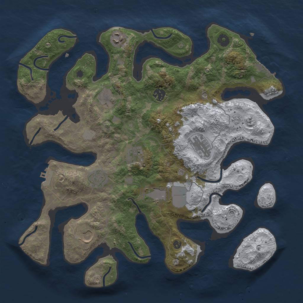 Rust Map: Procedural Map, Size: 3700, Seed: 645154683, 17 Monuments
