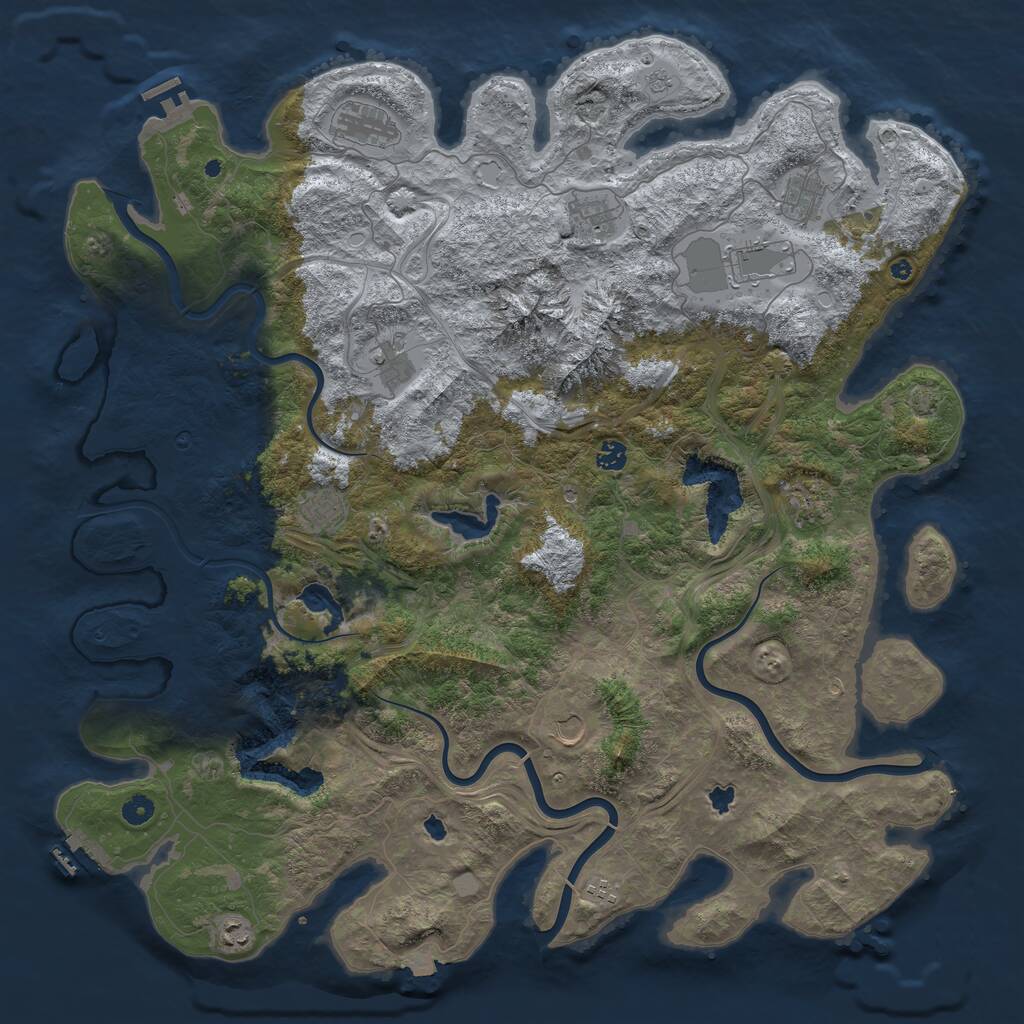 Rust Map: Procedural Map, Size: 5000, Seed: 570, 17 Monuments
