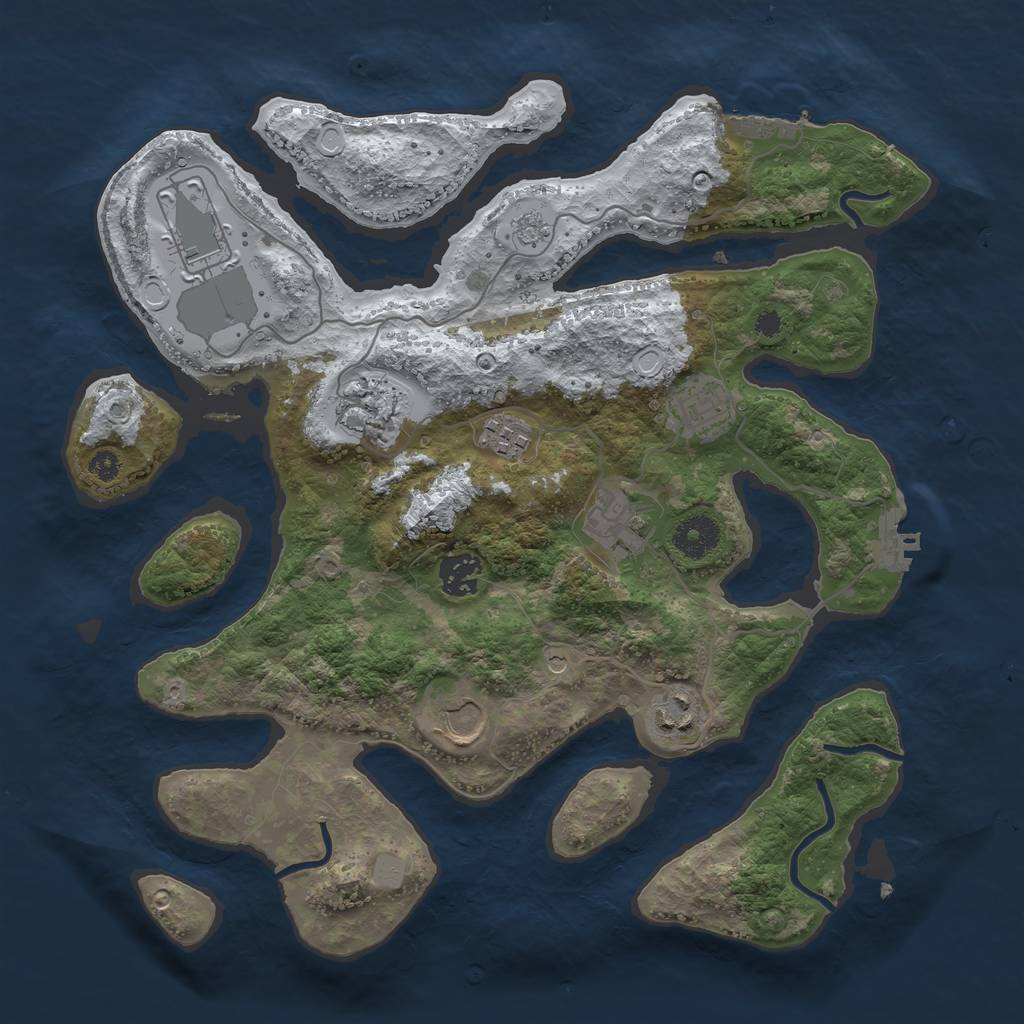 Rust Map: Procedural Map, Size: 3500, Seed: 96421, 17 Monuments