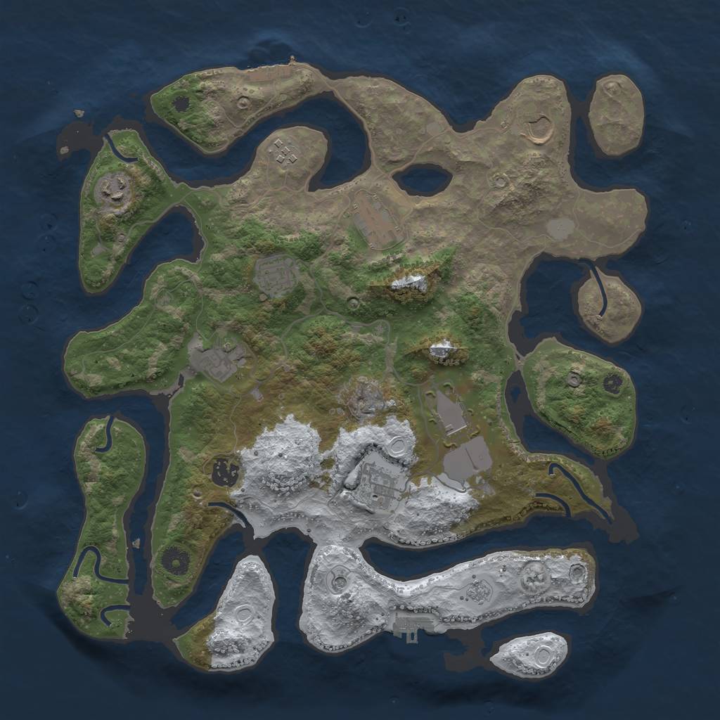 Rust Map: Procedural Map, Size: 3850, Seed: 364447994, 18 Monuments