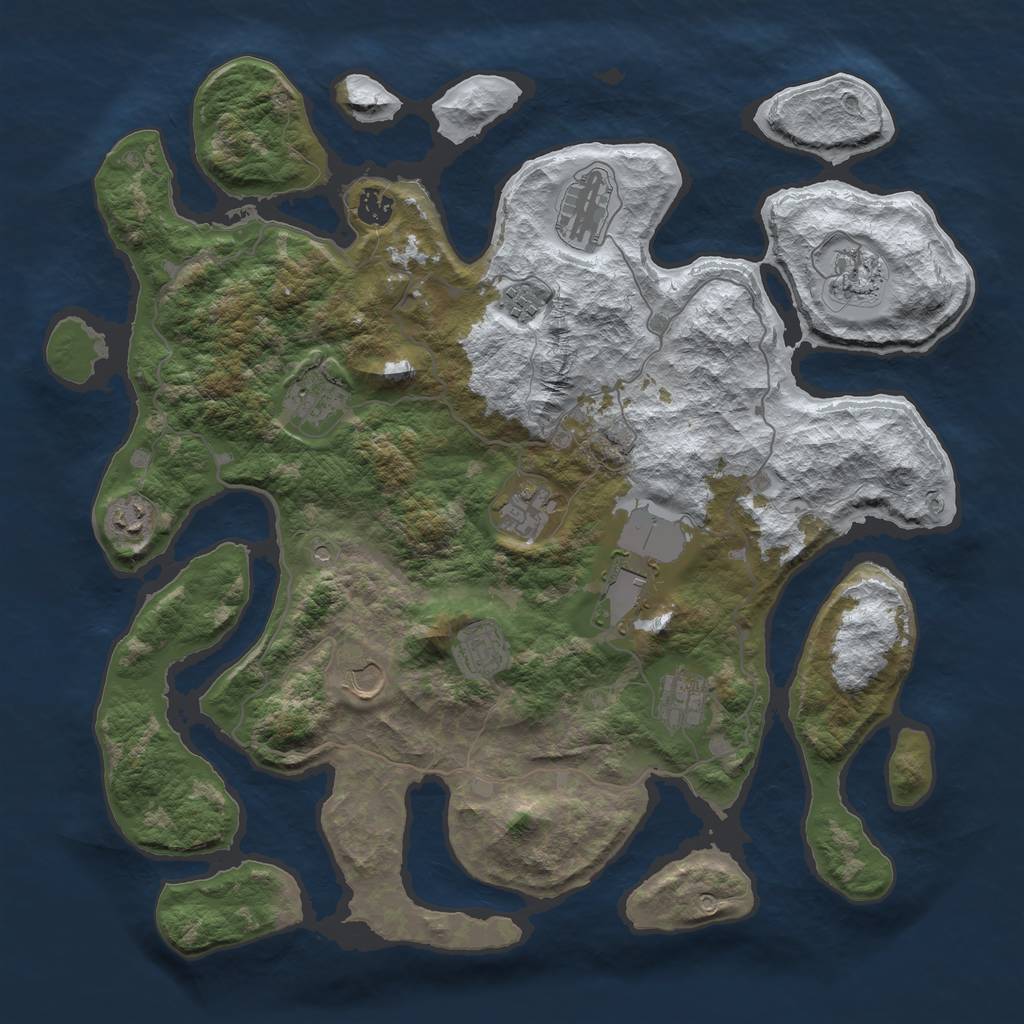 Rust Map: Barren, Size: 4250, Seed: 1054414977, 14 Monuments