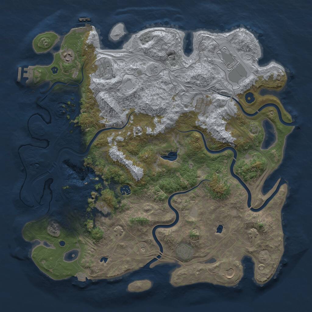 Rust Map: Procedural Map, Size: 4500, Seed: 571055, 15 Monuments