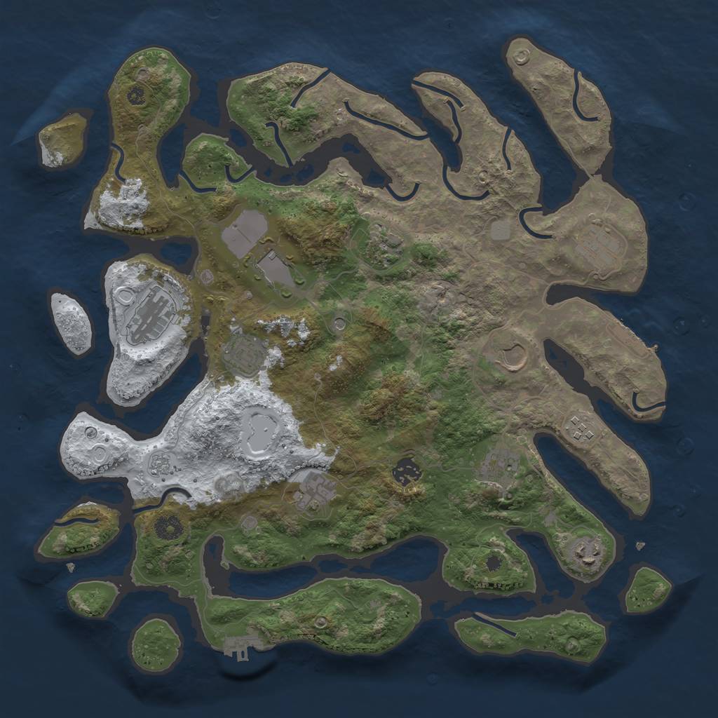 Rust Map: Procedural Map, Size: 3950, Seed: 650421928, 20 Monuments