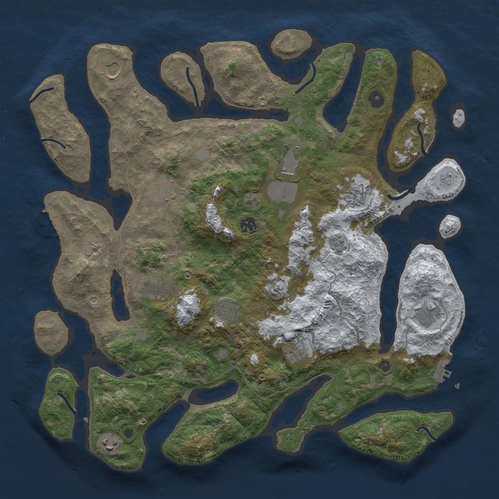 Rust Map: Procedural Map, Size: 4500, Seed: 1700966, 20 Monuments