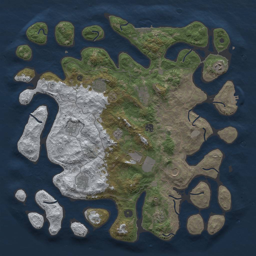 Rust Map: Procedural Map, Size: 4500, Seed: 6039389, 19 Monuments