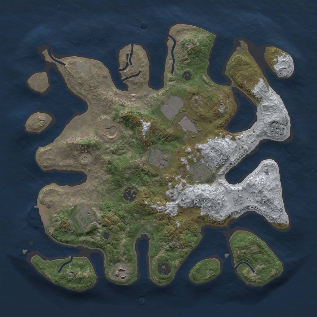 Rust Map: Procedural Map, Size: 3600, Seed: 1032022, 16 Monuments