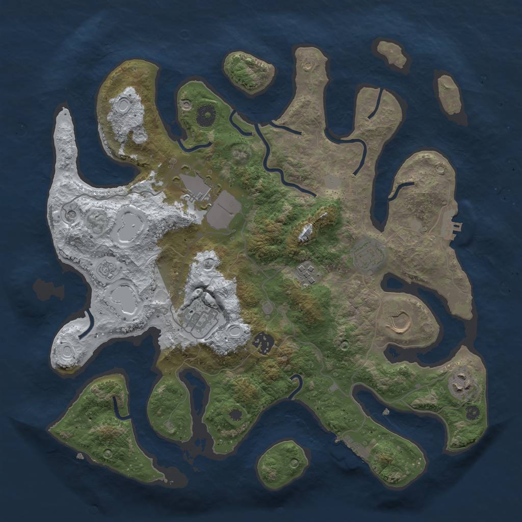 Rust Map: Procedural Map, Size: 3700, Seed: 2521456, 16 Monuments