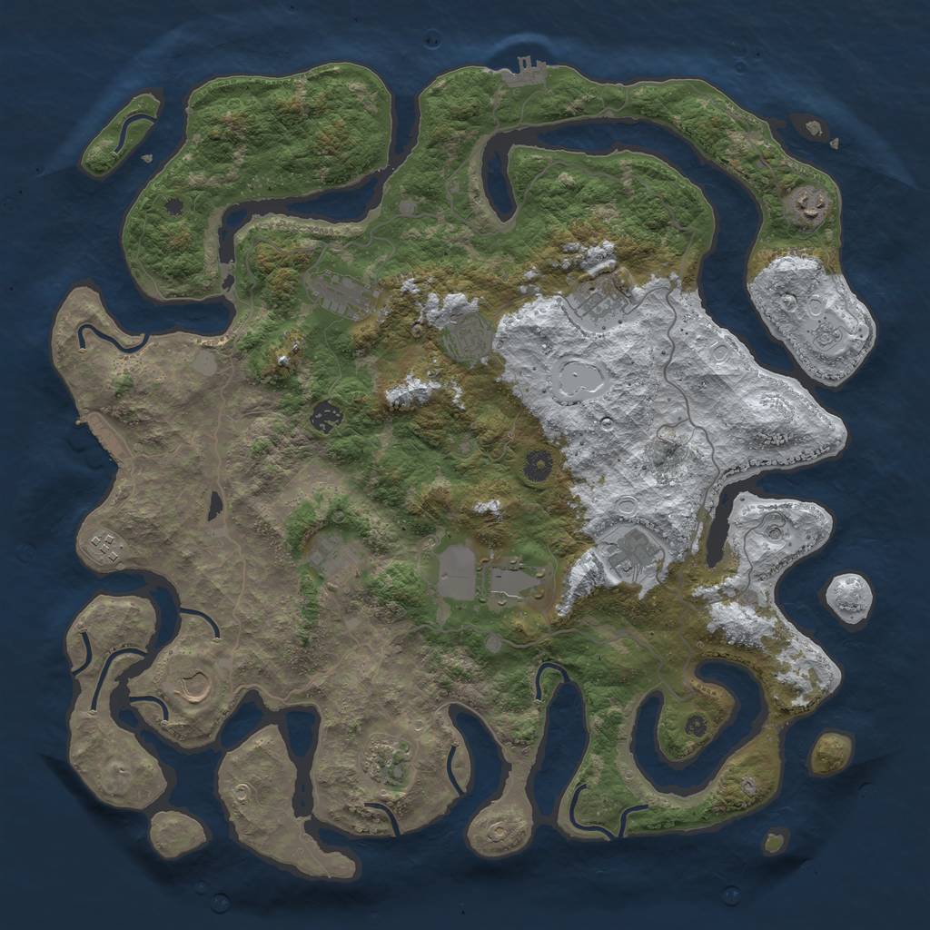 Rust Map: Procedural Map, Size: 4500, Seed: 2107142, 20 Monuments