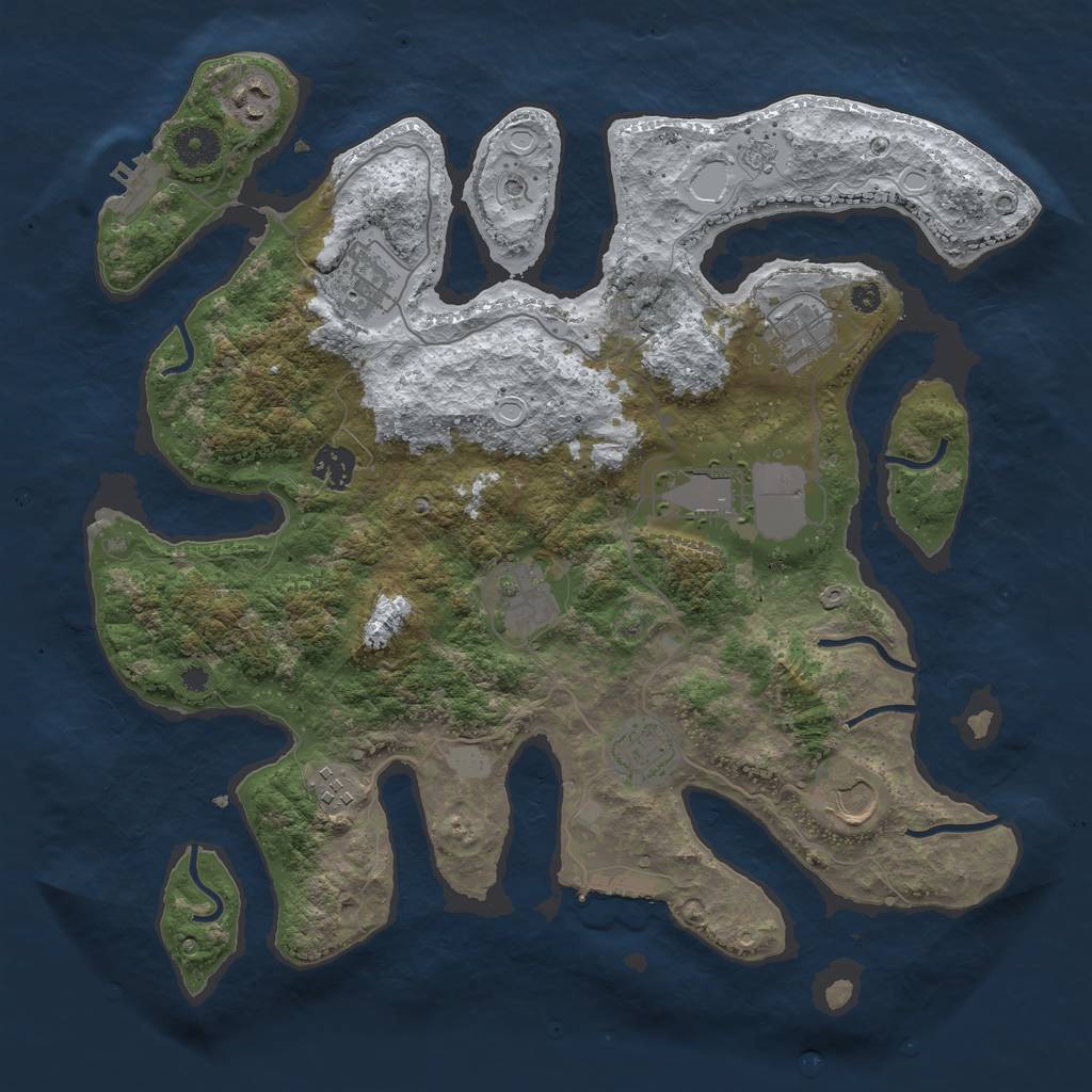 Rust Map: Procedural Map, Size: 3750, Seed: 1325011438, 18 Monuments
