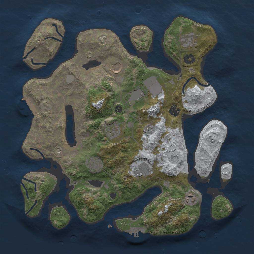 Rust Map: Procedural Map, Size: 3500, Seed: 827283, 18 Monuments