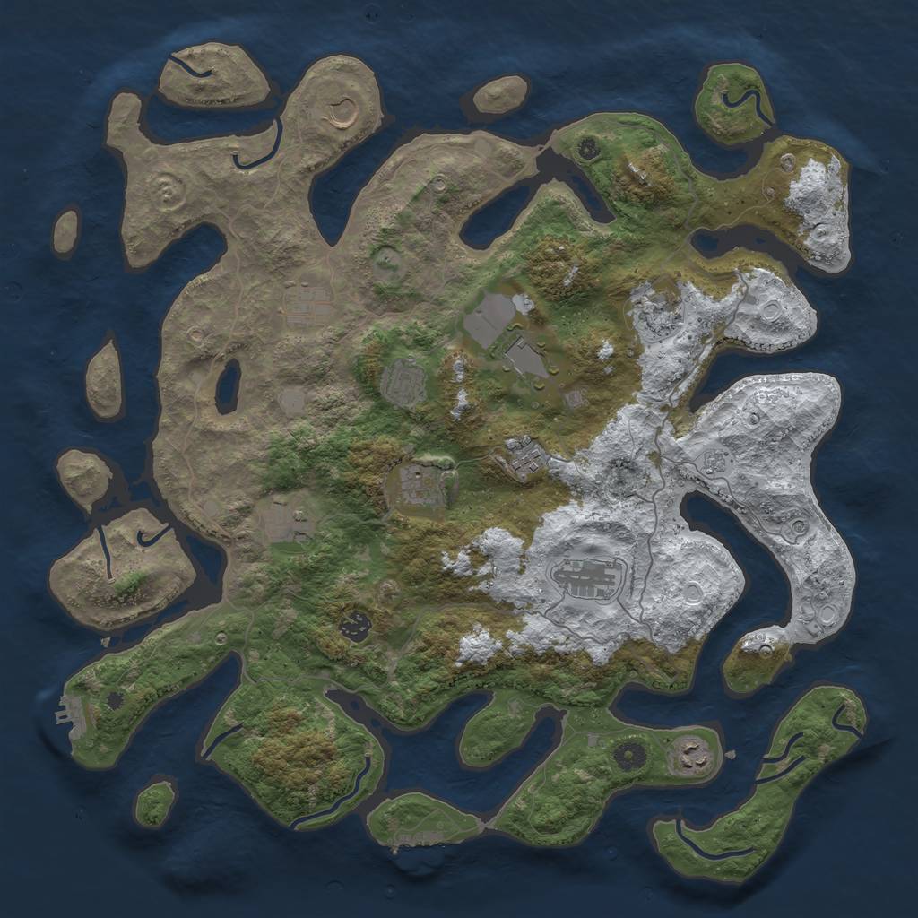 Rust Map: Procedural Map, Size: 4500, Seed: 2863877, 20 Monuments