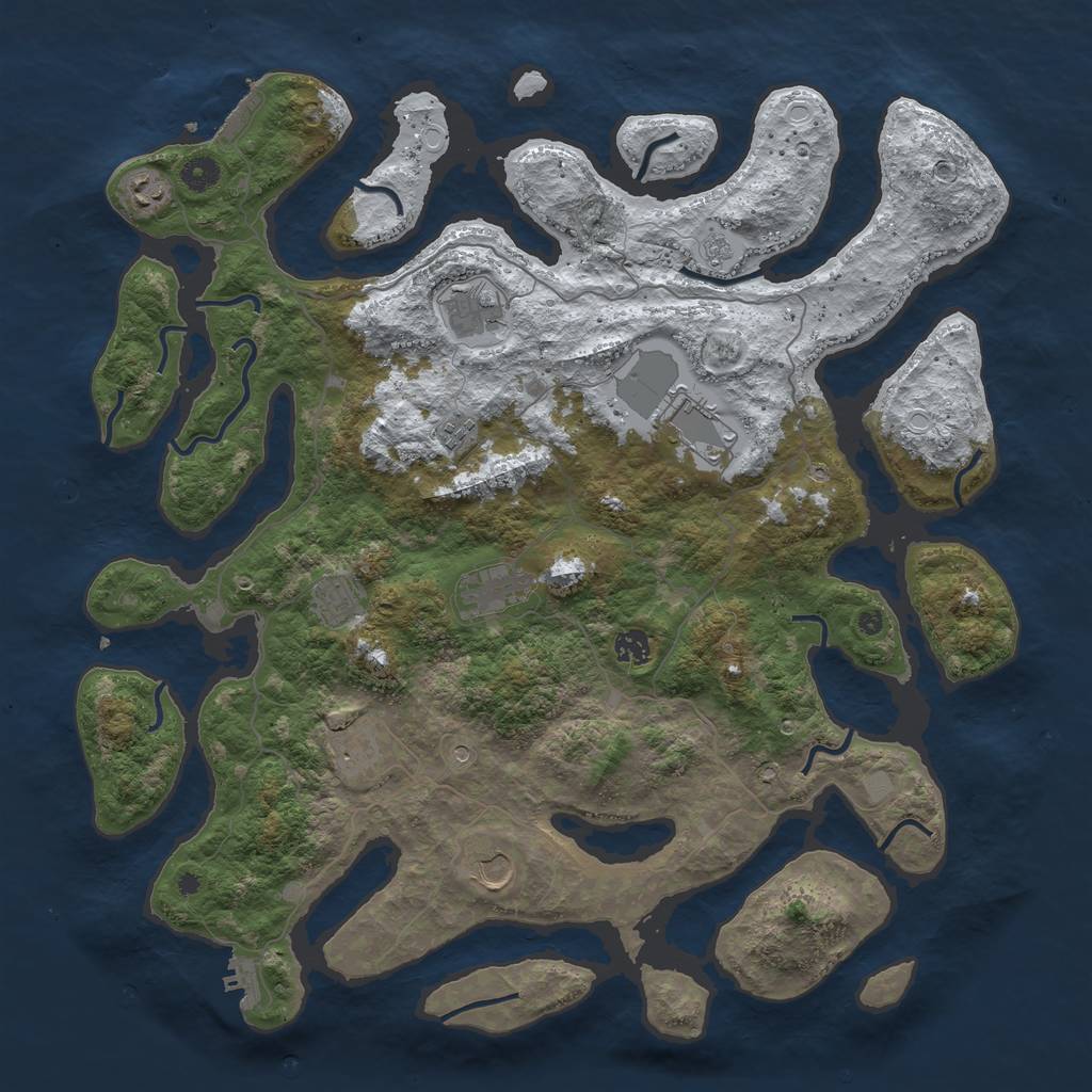 Rust Map: Procedural Map, Size: 4500, Seed: 11634610, 18 Monuments