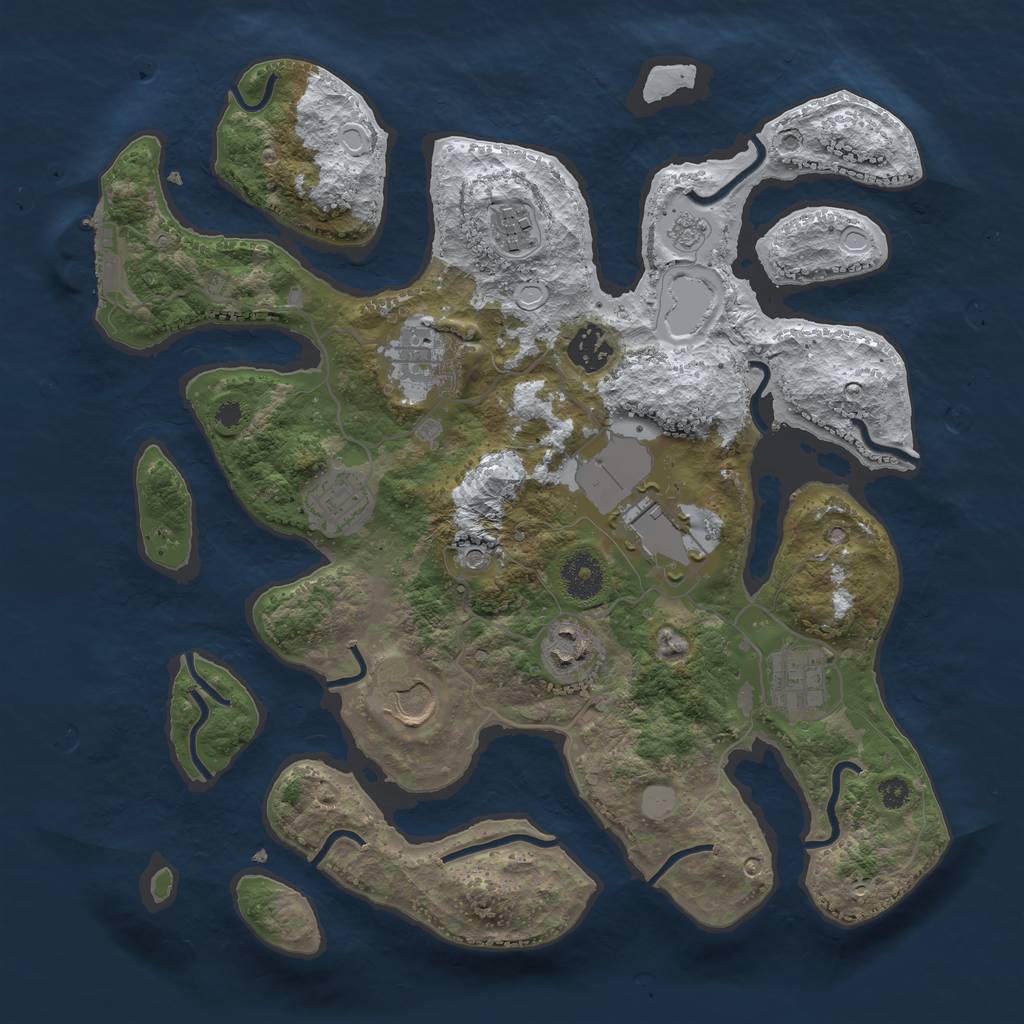 Rust Map: Procedural Map, Size: 3500, Seed: 574541105, 16 Monuments