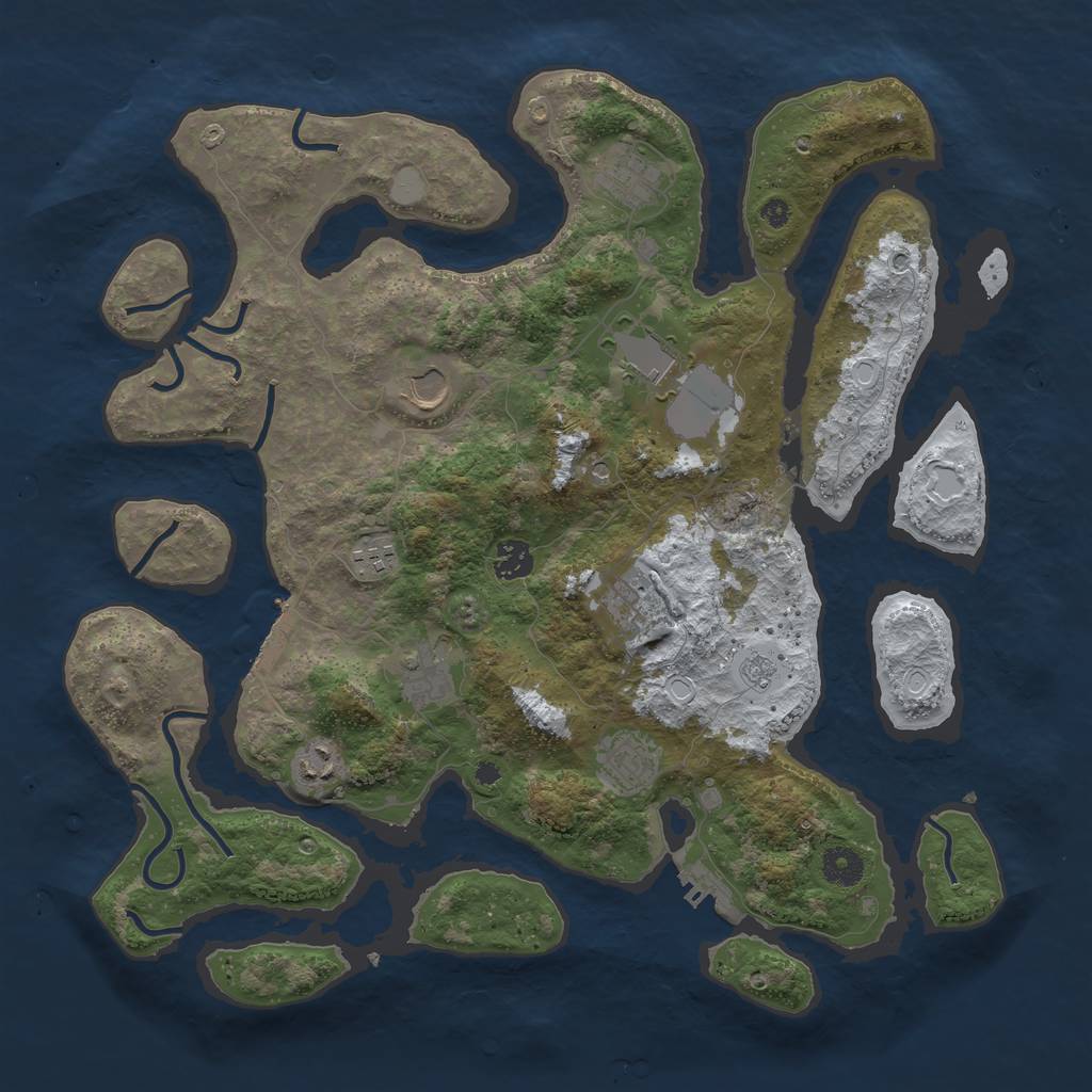 Rust Map: Procedural Map, Size: 3999, Seed: 696969, 18 Monuments