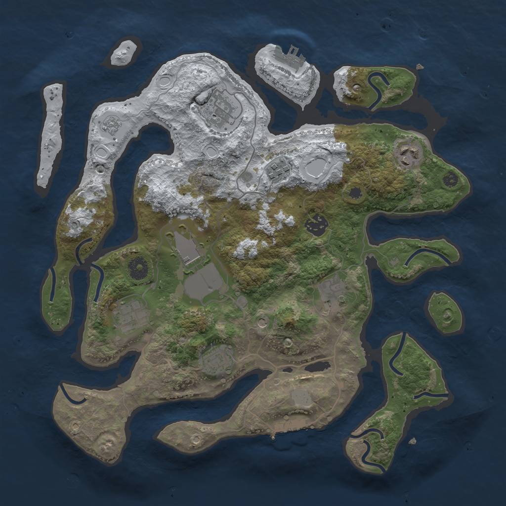 Rust Map: Procedural Map, Size: 3500, Seed: 158917534, 17 Monuments