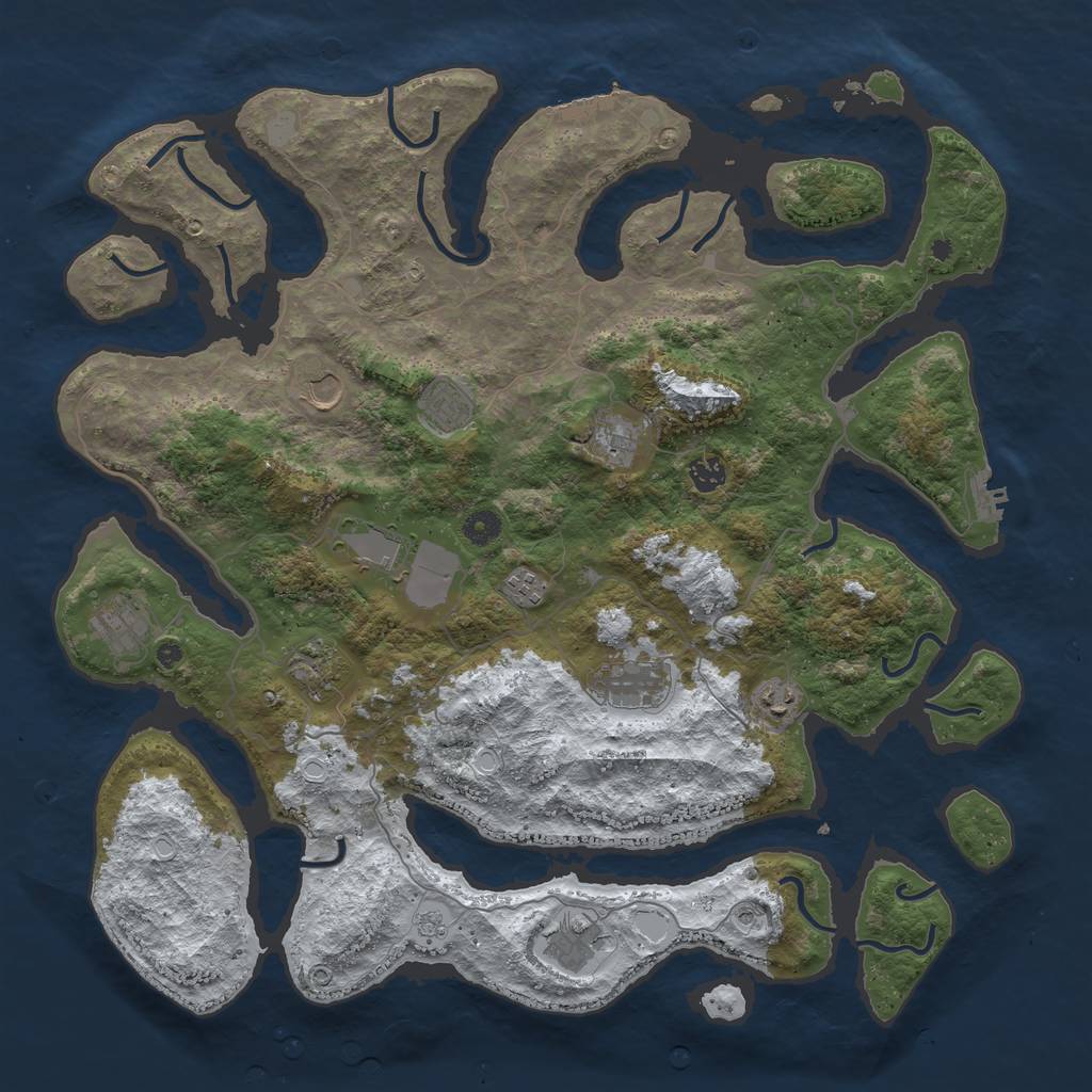 Rust Map: Procedural Map, Size: 4500, Seed: 1234767890, 20 Monuments