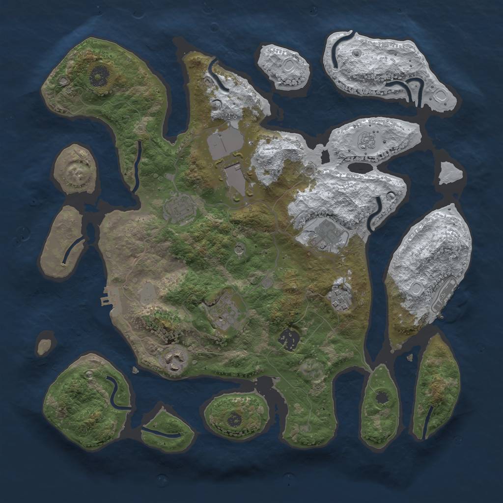 Rust Map: Procedural Map, Size: 3600, Seed: 3032022, 16 Monuments