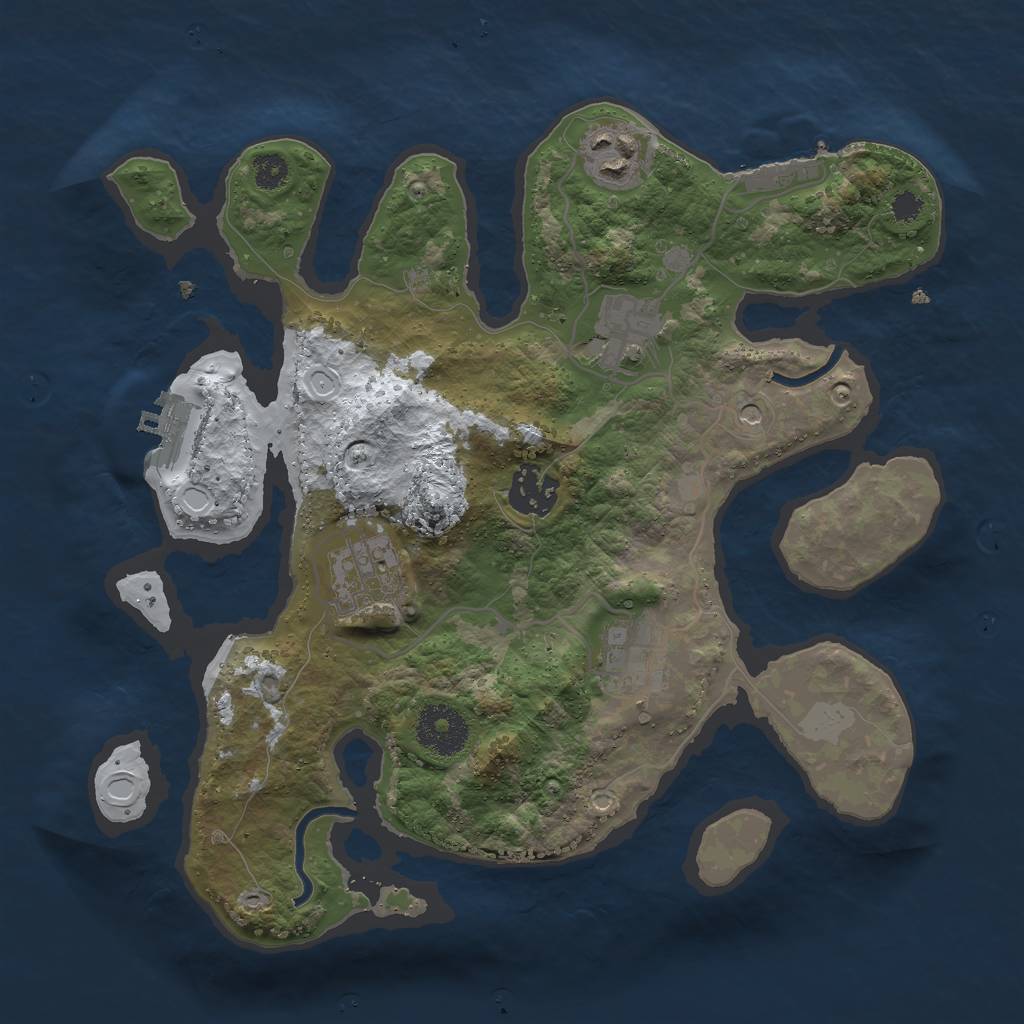 Rust Map: Procedural Map, Size: 3000, Seed: 1855216691, 13 Monuments