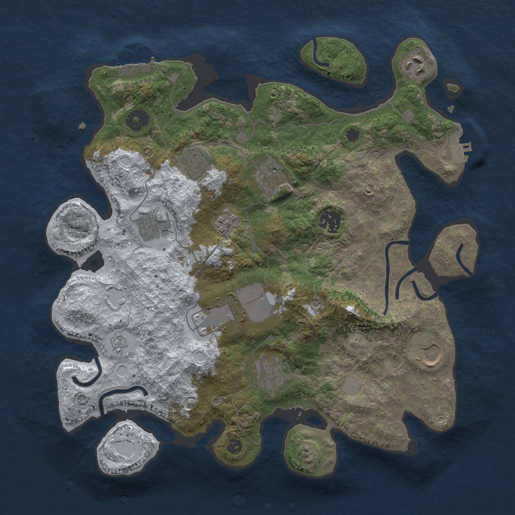 Rust Map: Procedural Map, Size: 3500, Seed: 1799228463, 18 Monuments