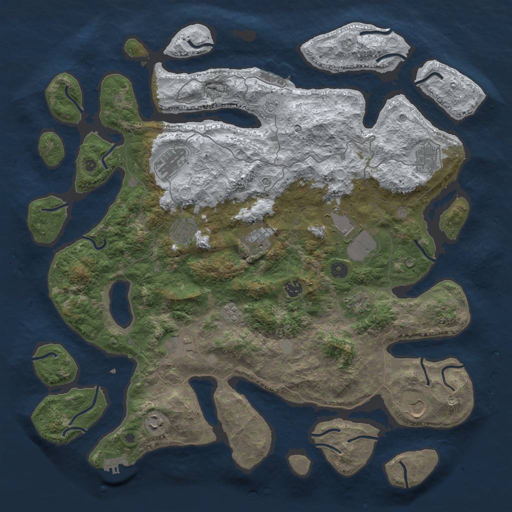 Rust Map: Procedural Map, Size: 4500, Seed: 4438591, 20 Monuments