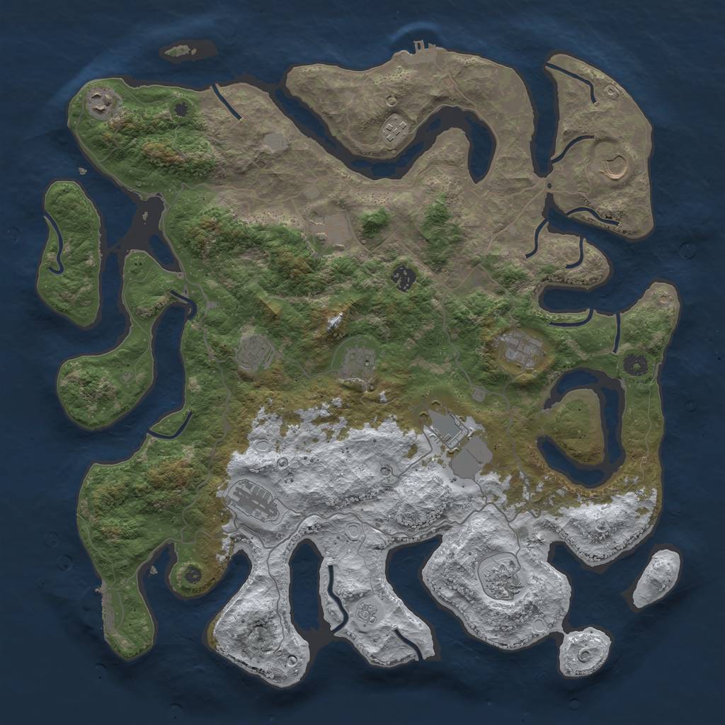 Rust Map: Procedural Map, Size: 4500, Seed: 3258366, 20 Monuments