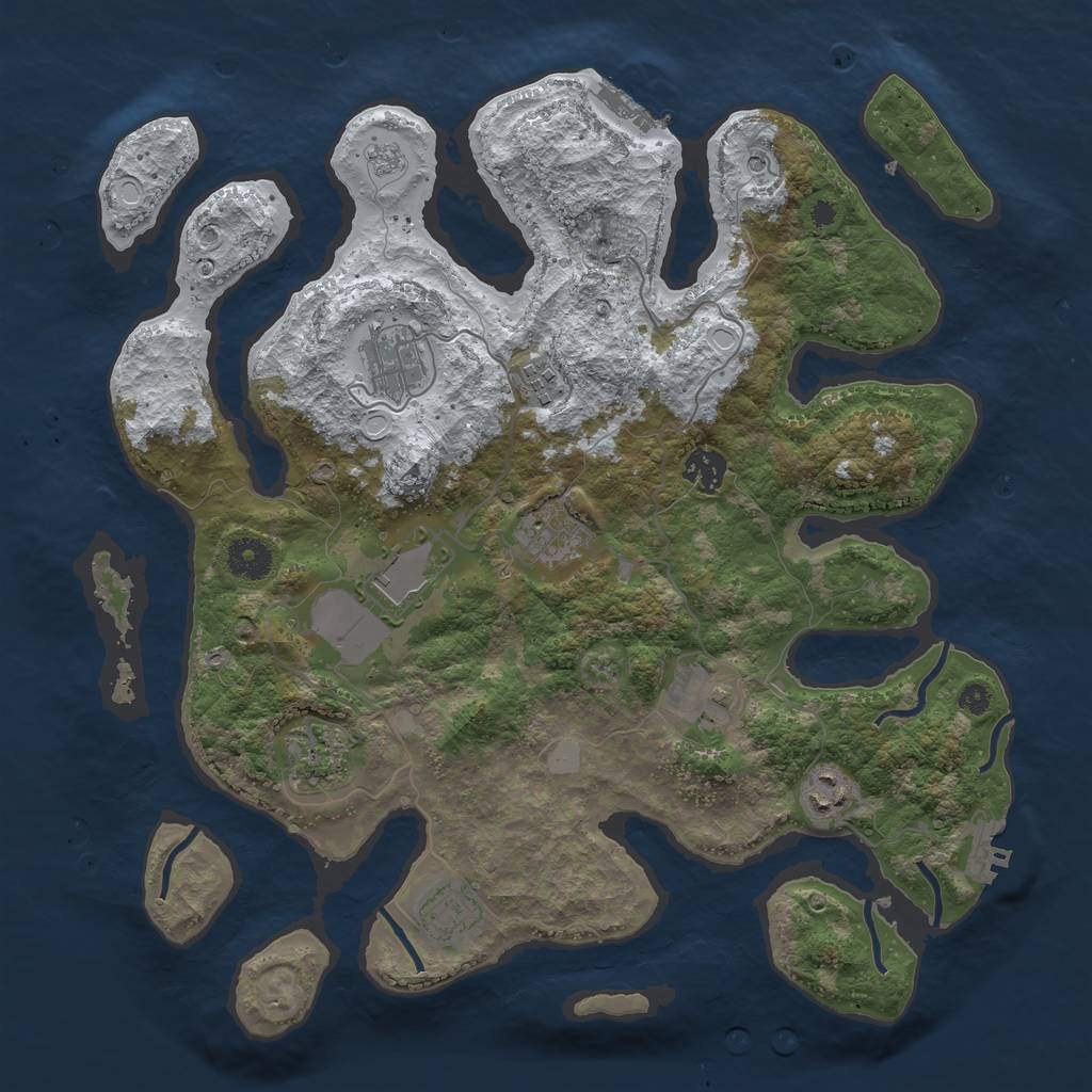 Rust Map: Procedural Map, Size: 3750, Seed: 14799209, 18 Monuments