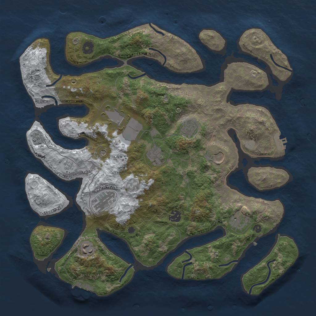 Rust Map: Procedural Map, Size: 3850, Seed: 1010108008, 18 Monuments