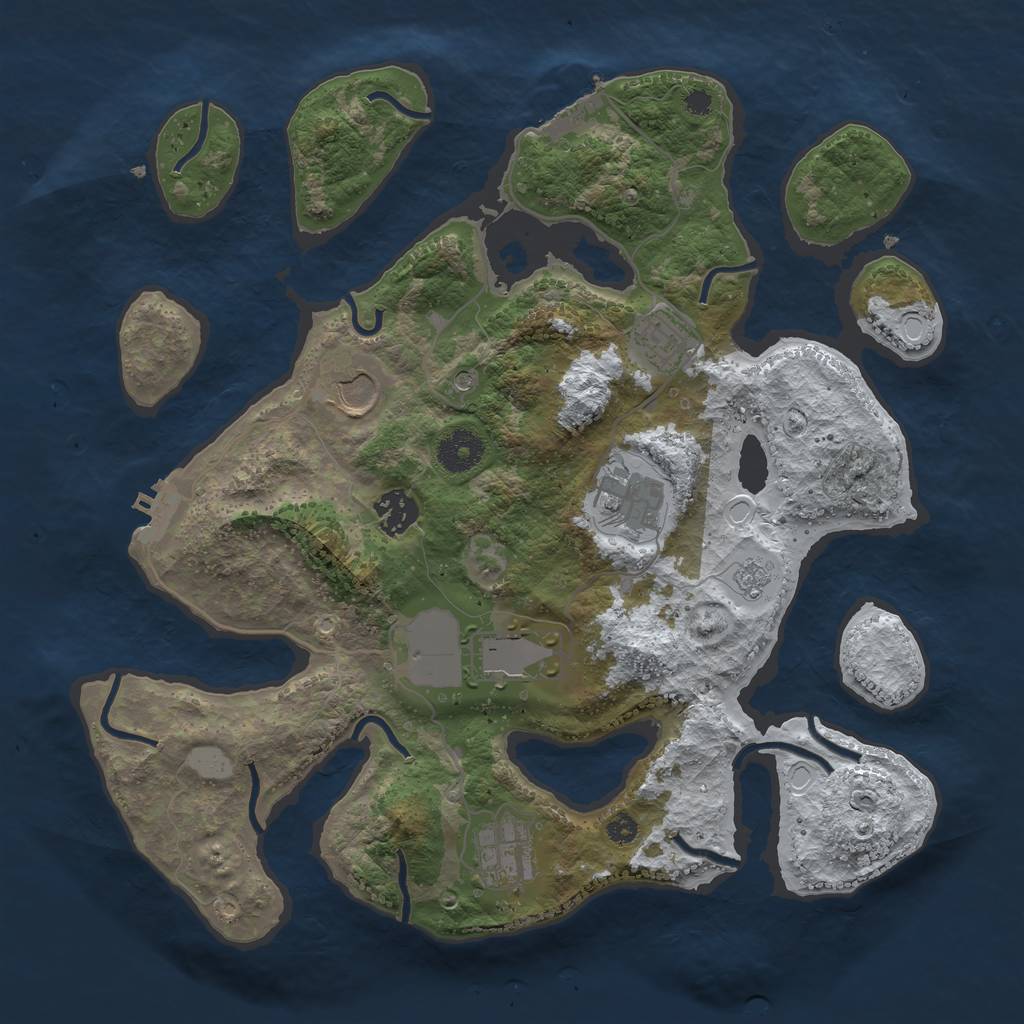 Rust Map: Procedural Map, Size: 3500, Seed: 748393, 15 Monuments