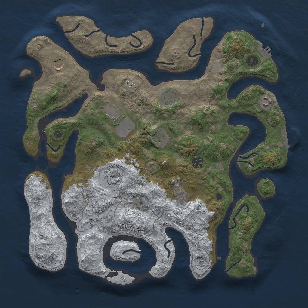 Rust Map: Procedural Map, Size: 4050, Seed: 870283874, 18 Monuments
