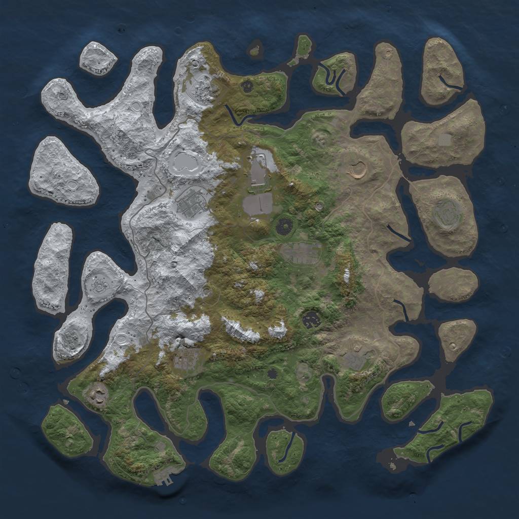 Rust Map: Procedural Map, Size: 4500, Seed: 1987046128, 19 Monuments