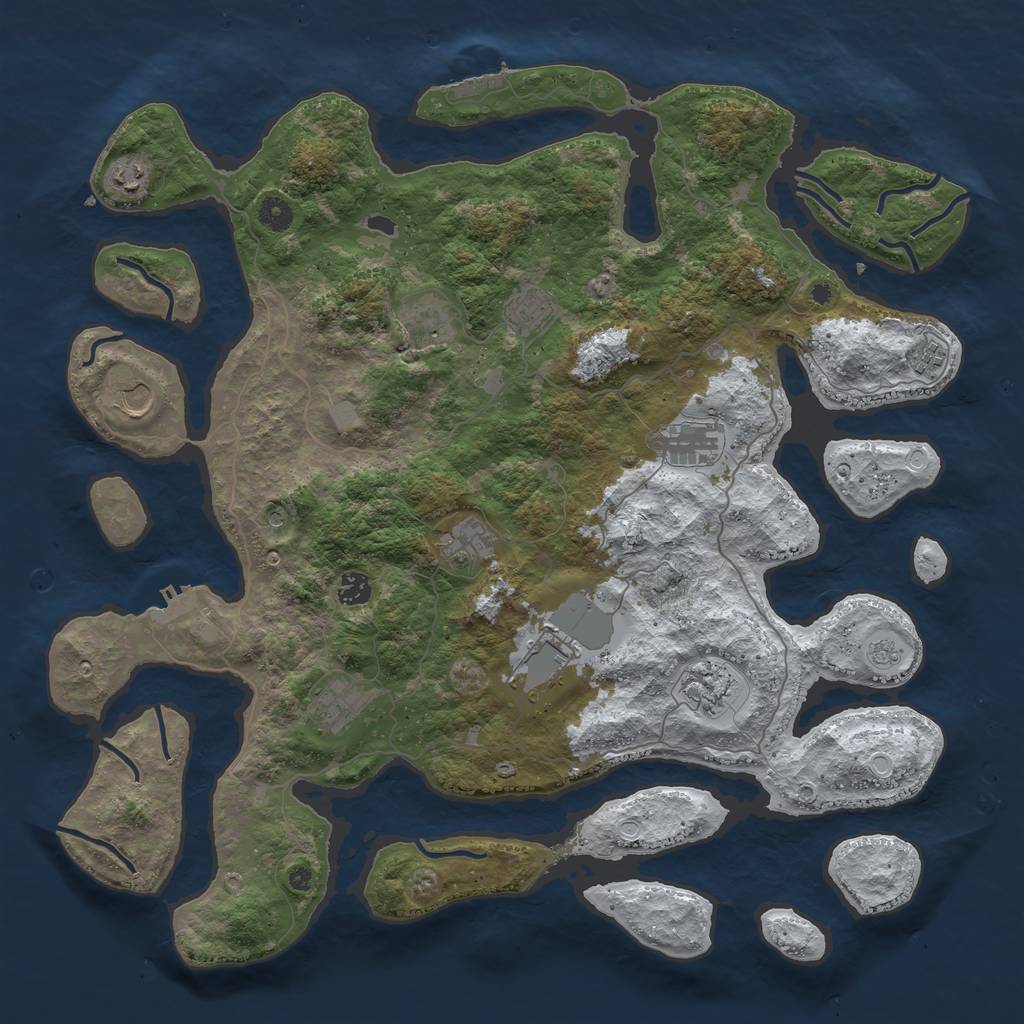 Rust Map: Procedural Map, Size: 4500, Seed: 27312710, 20 Monuments