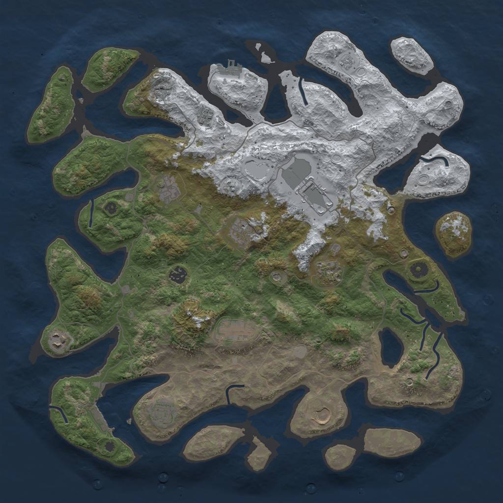 Rust Map: Procedural Map, Size: 4500, Seed: 4219853, 19 Monuments