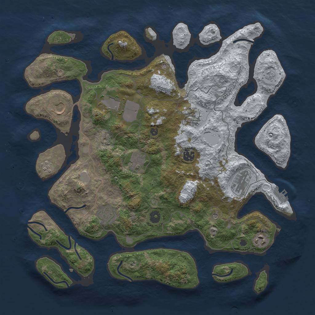 Rust Map: Procedural Map, Size: 4000, Seed: 381079, 17 Monuments
