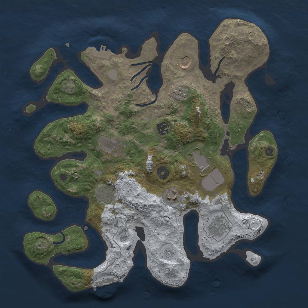 Rust Map: Procedural Map, Size: 3550, Seed: 187161, 17 Monuments